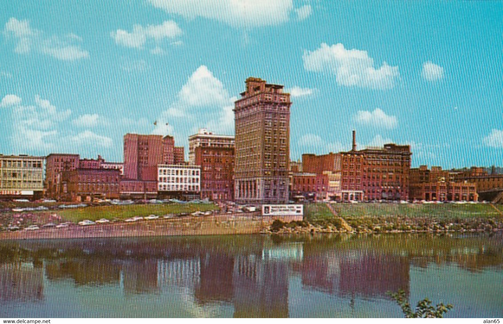 Charleston West Virginia, Business Scetion Of Town On River C1950s Vintage Postcard - Charleston