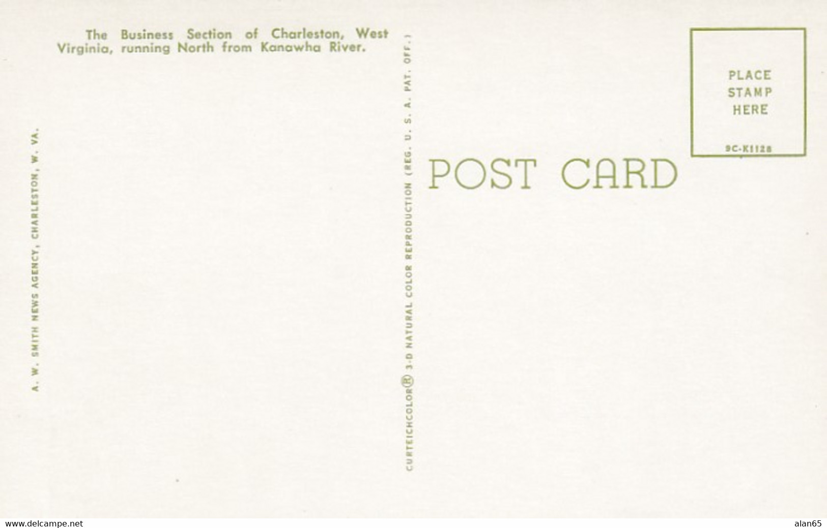 Charleston West Virginia, Business Scetion Of Town On River C1950s Vintage Postcard - Charleston