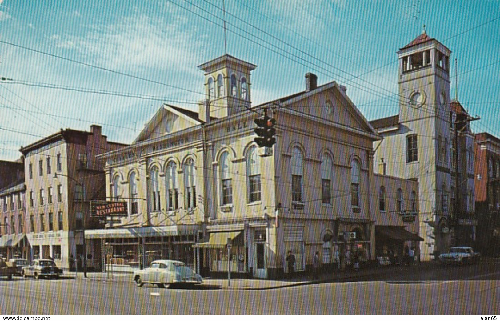 Charleston West Virginia, Charles Washington Hall Street Scene, Autos C1950s Vintage Postcard - Charleston