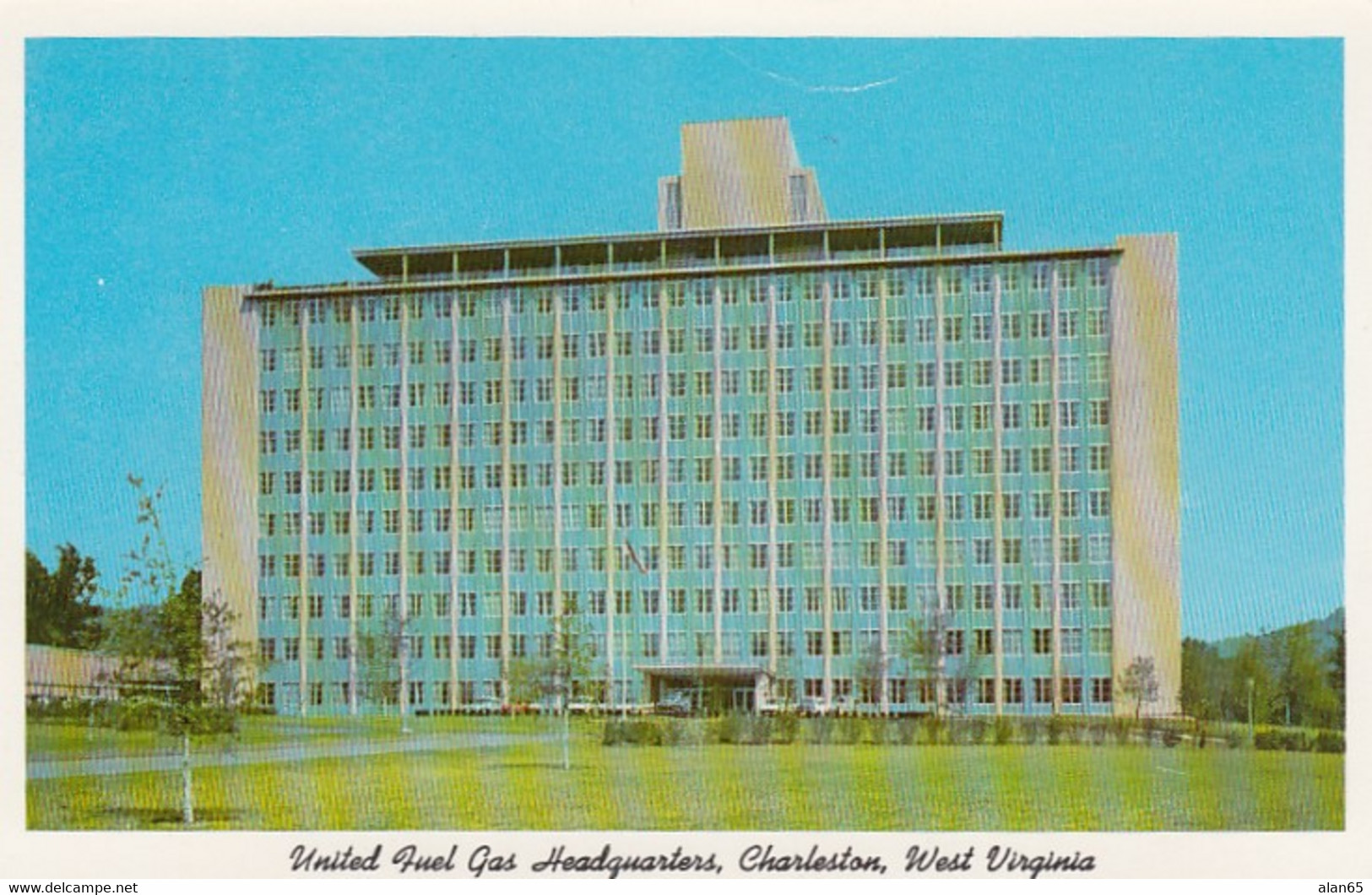 Charleston West Virginia, United Fuel Gas Headquarters Building C1950s Vintage Postcard - Charleston