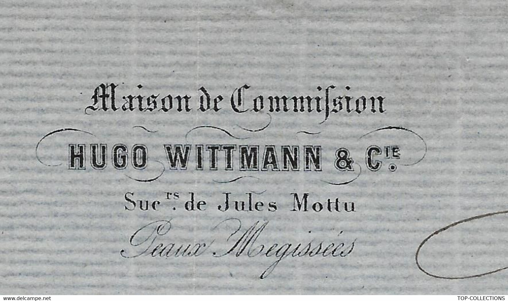 Entete  &sign.HUGO WITTMANN PARIS SUCC. DE JULES MOTTU MEGISSERIE PEAUX 1869 Pour CHARMANT à Grenoble B.E. - Altri & Non Classificati