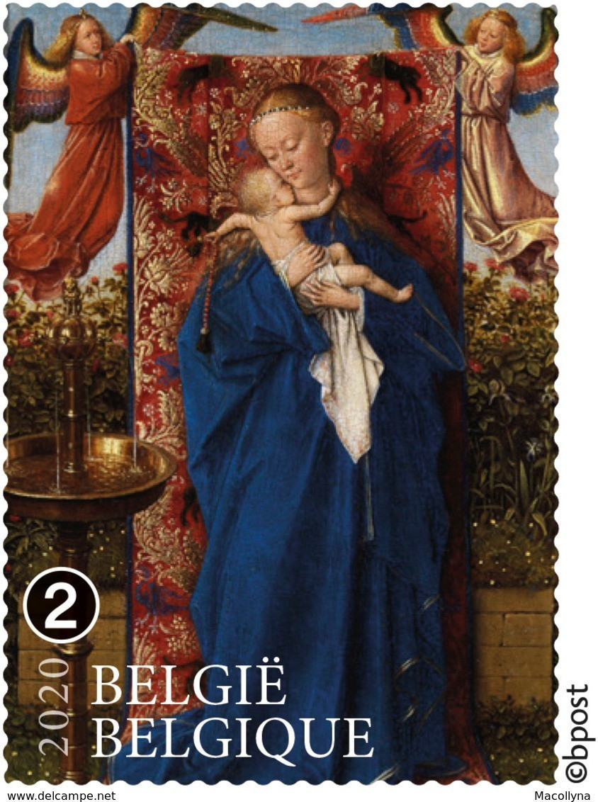 Belg. 2020 - 4913/17** Détails de l'Agneau Mystique -  Blok 287** Jan van Eyck ** Détail Lam Gods ** Zelfklevend