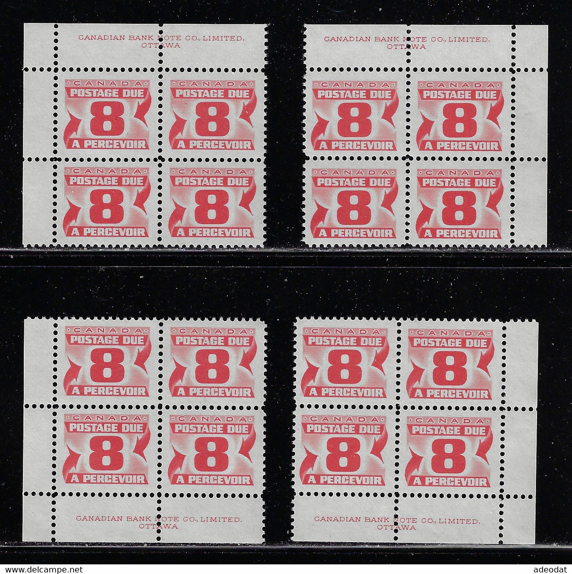 CANADA 1973 POSTAGE DUES SECOND ISSUE UNITRADE J33, J34 4 CB MNH - Port Dû (Taxe)