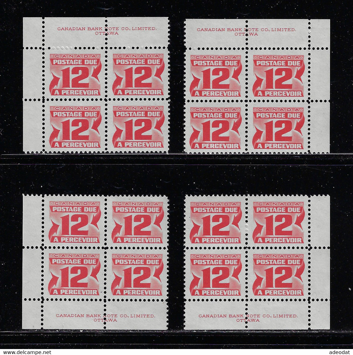 CANADA 1973 POSTAGE DUES SECOND ISSUE UNITRADE J35i, J36i 4 CB MNH - Postage Due