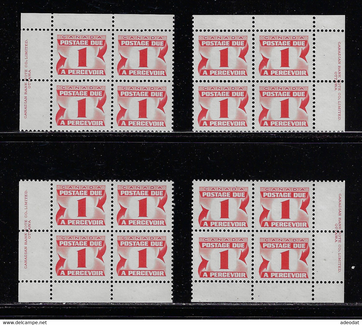 CANADA 1977 POSTAGE DUES SECOND ISSUE UNITRADE J28a,31a,32 4 CB MNH - Port Dû (Taxe)