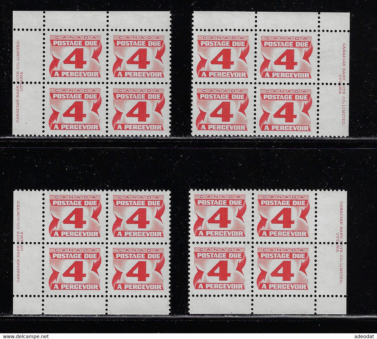 CANADA 1977 POSTAGE DUES SECOND ISSUE UNITRADE J28a,31a,32 4 CB MNH - Port Dû (Taxe)