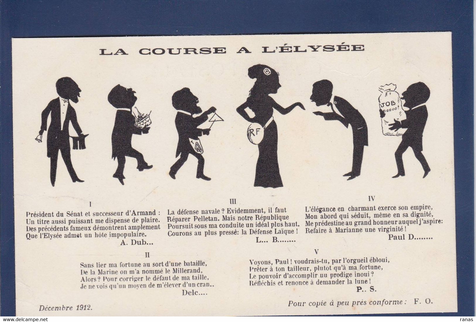 CPA Deschanel Paul Caricature Satirique Non Circulé Franc Maçonnerie Silhouette Marianne - Philosophie & Pensées