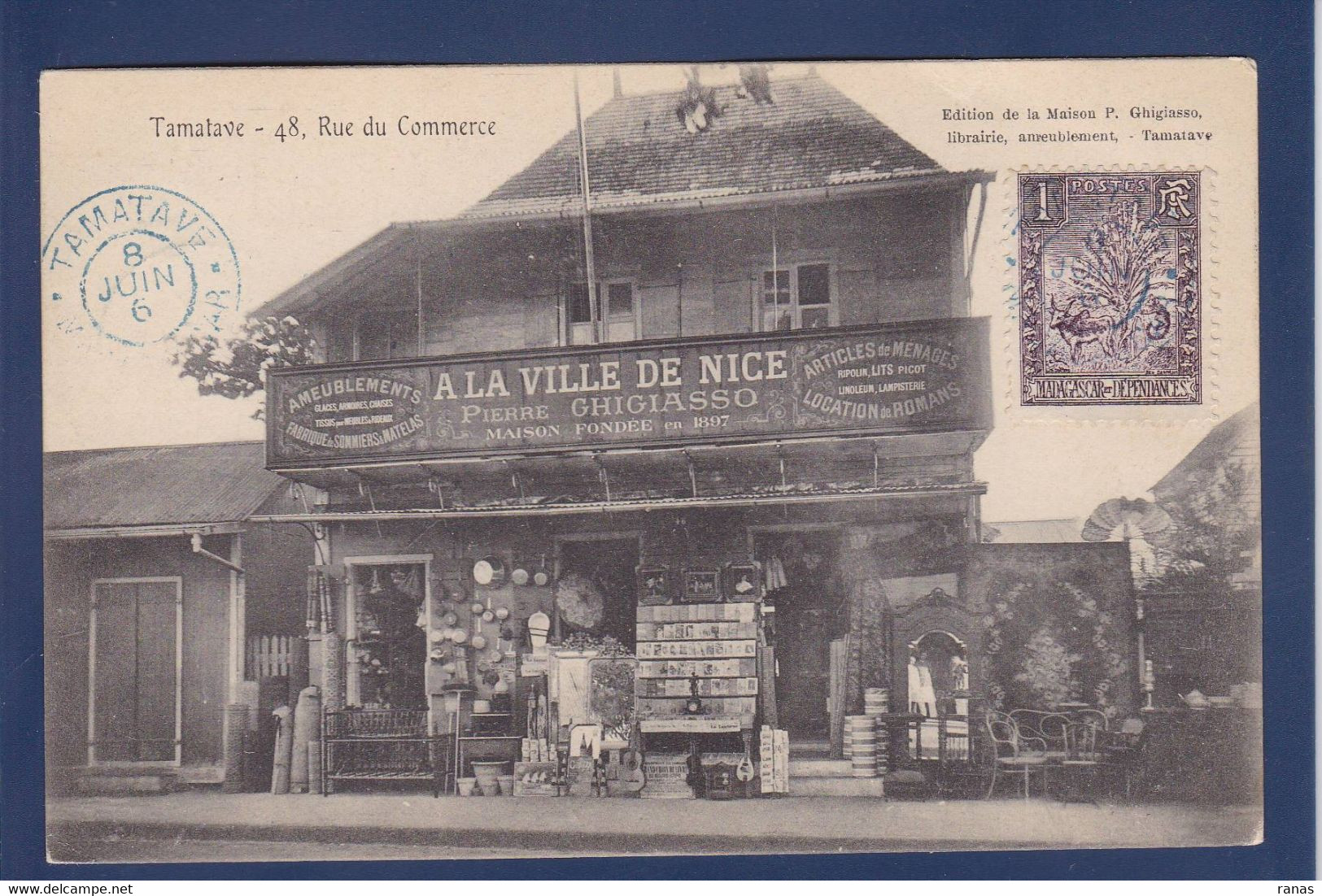 CPA Madagascar Afrique Commerce Shop Front La Ville De Nice Circulé Deltiology - Madagaskar