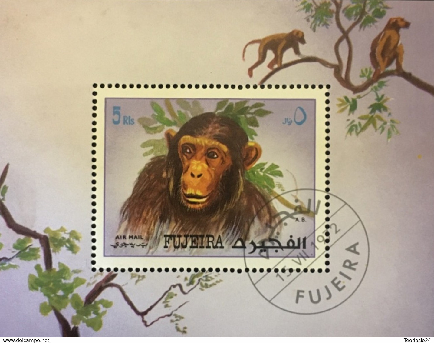 FUJEIRA - SOUVENIR SHEET APES, CHIMPANZEE 1972 - Chimpanzees