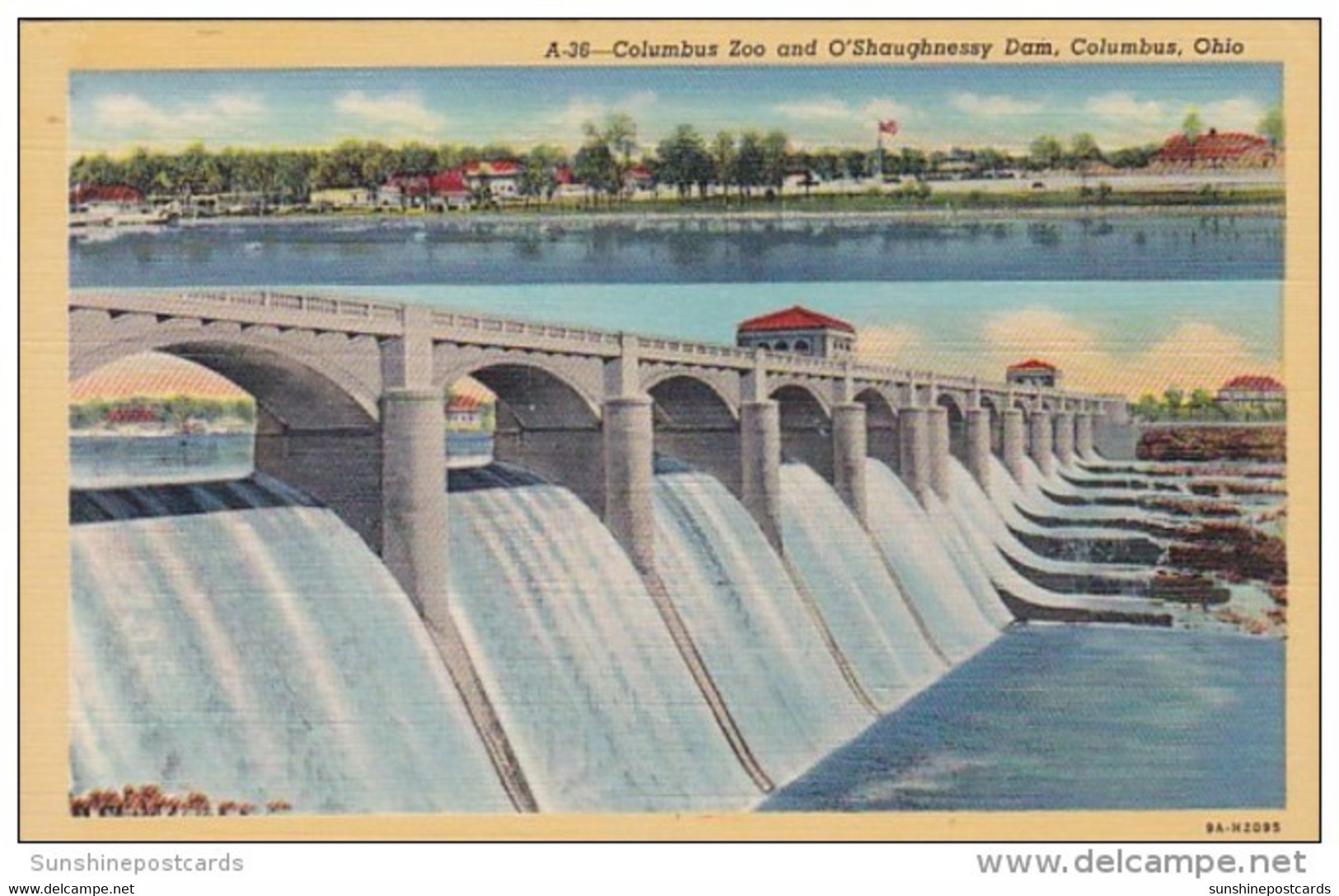 Ohio Columbus View Of Columbus Zoo And O'Shaughnessy Dam Curteich - Columbus