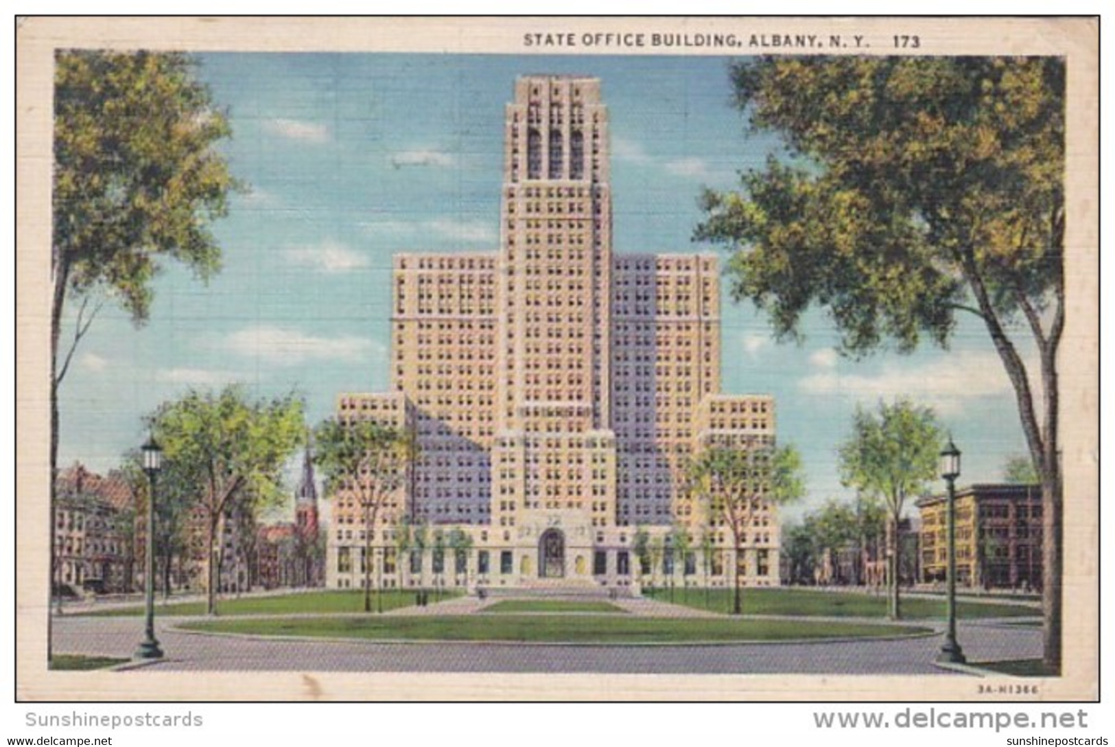 New York Albany State Office Building 1935 Curteich - Albany