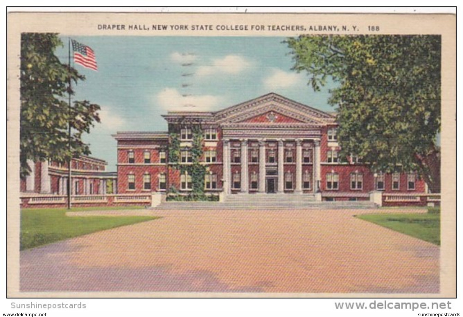 New York Albany Draper Hall New York State Teachers College 1937 Curteich - Albany