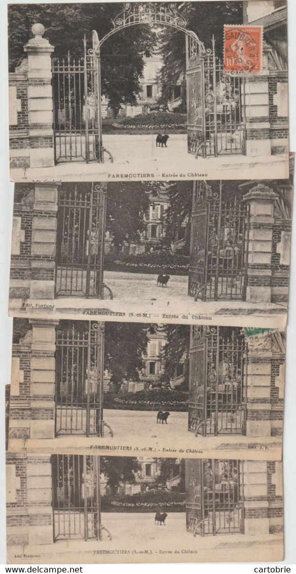 Dépt 77 - FAREMOUTIERS - Lot De 6 CP "Entrée Du Château" (6 Cartes Postales Même Cliché Mais 6 éditions Différentes !) - Faremoutiers