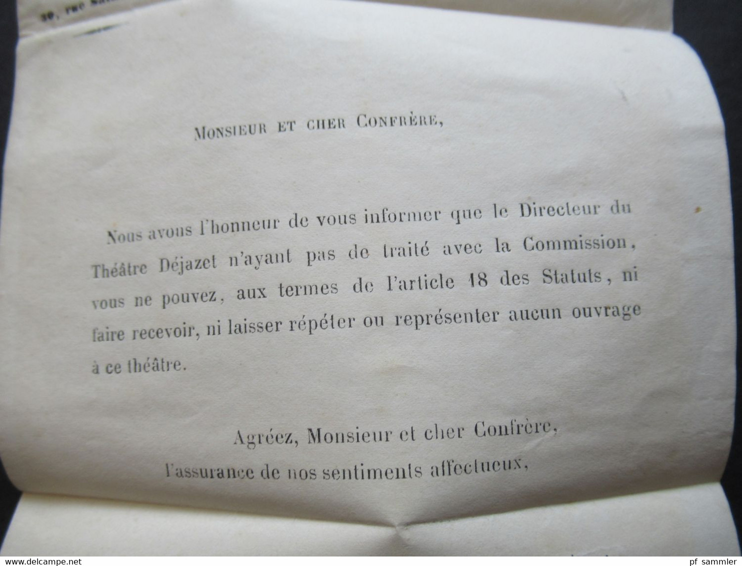Paris 8.7.1872 Ceres Nr.48 (2) Commission des Auteurs & Compositeurs Dramatiques Ludovic Halevy und Emile De Najac