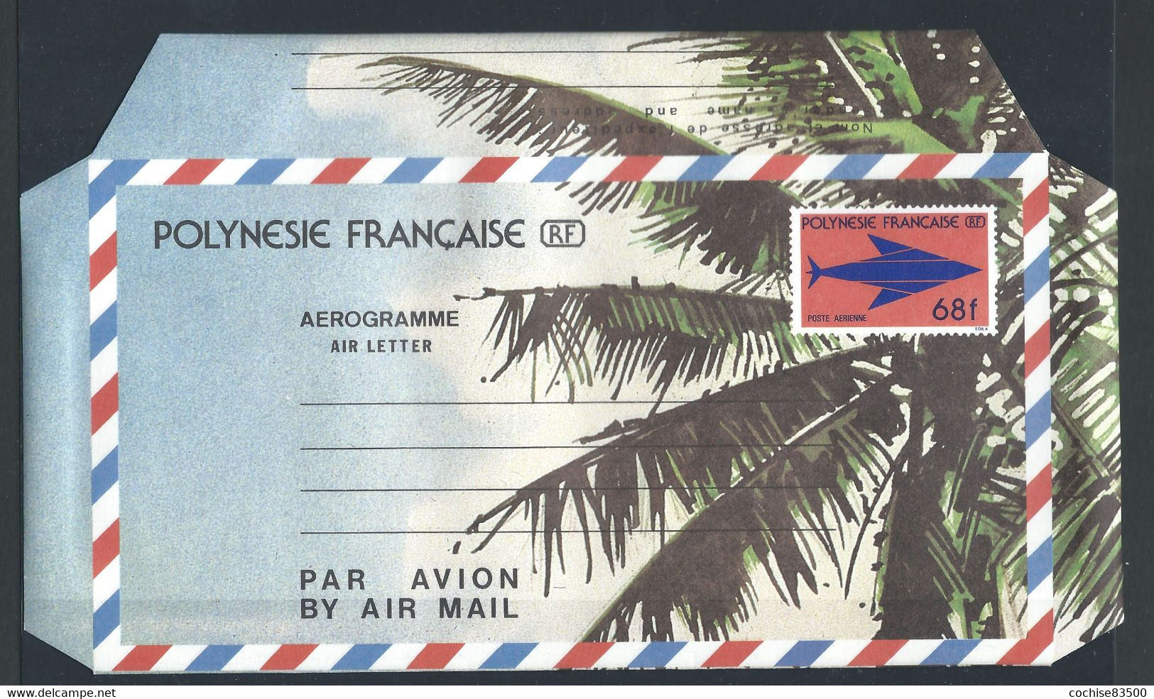 Polynésie Aérogrammes N°7 Neuf (Mint) 1988 - Illustration Cocotiers, Montagne Et Village - Aerogramas