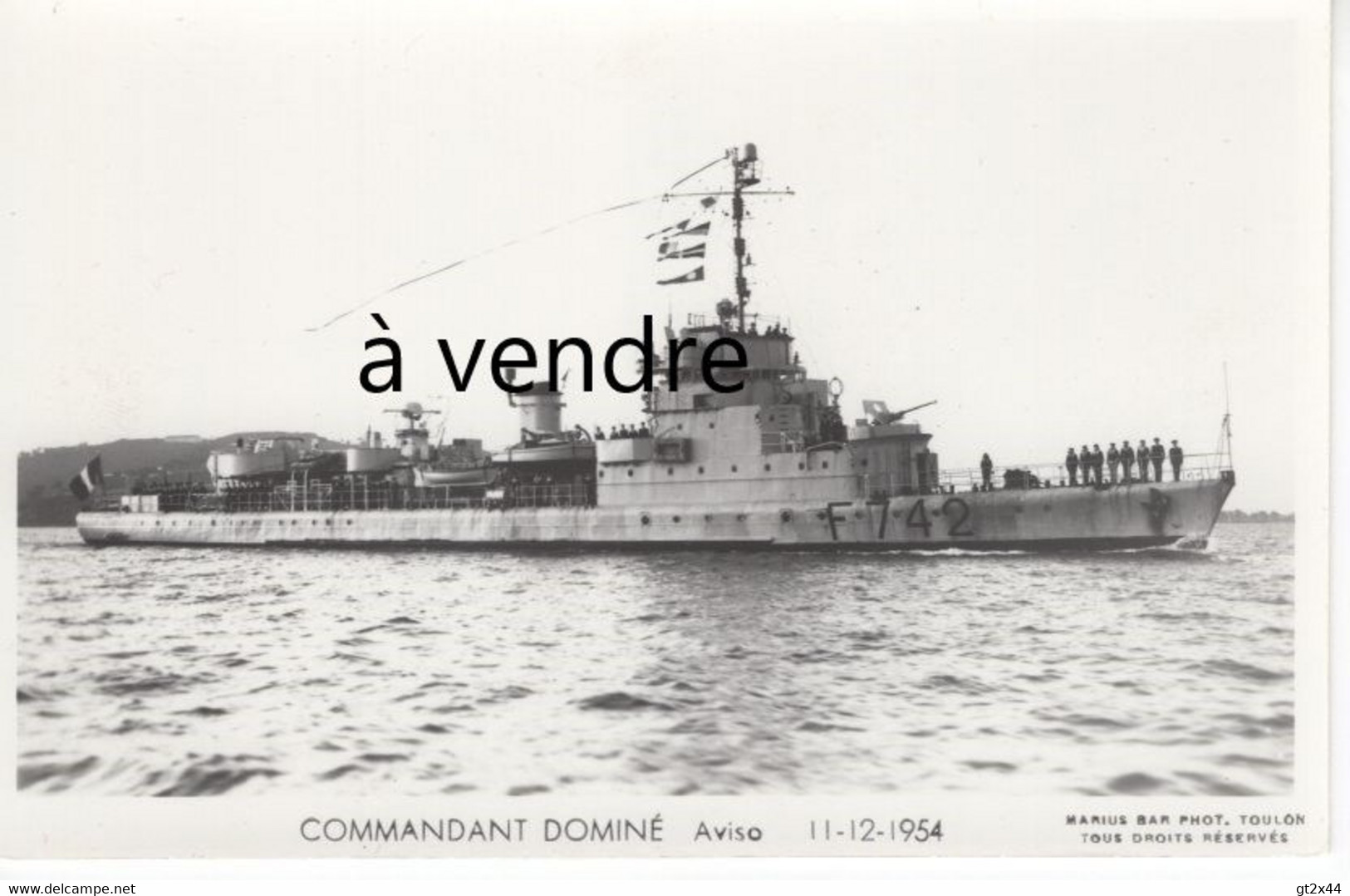 Commandant DOMINÉ,  F742,  Aviso  11-12-1954 - Warships