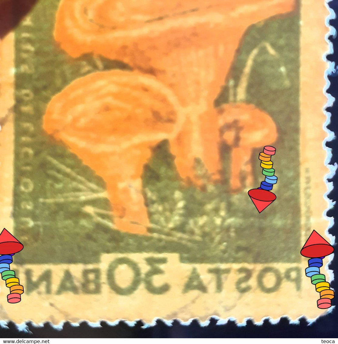 Errors Romania 1958 Mi 1724 Mushrooms Printed With Watermark  Horizontal Line  Used - Variétés Et Curiosités