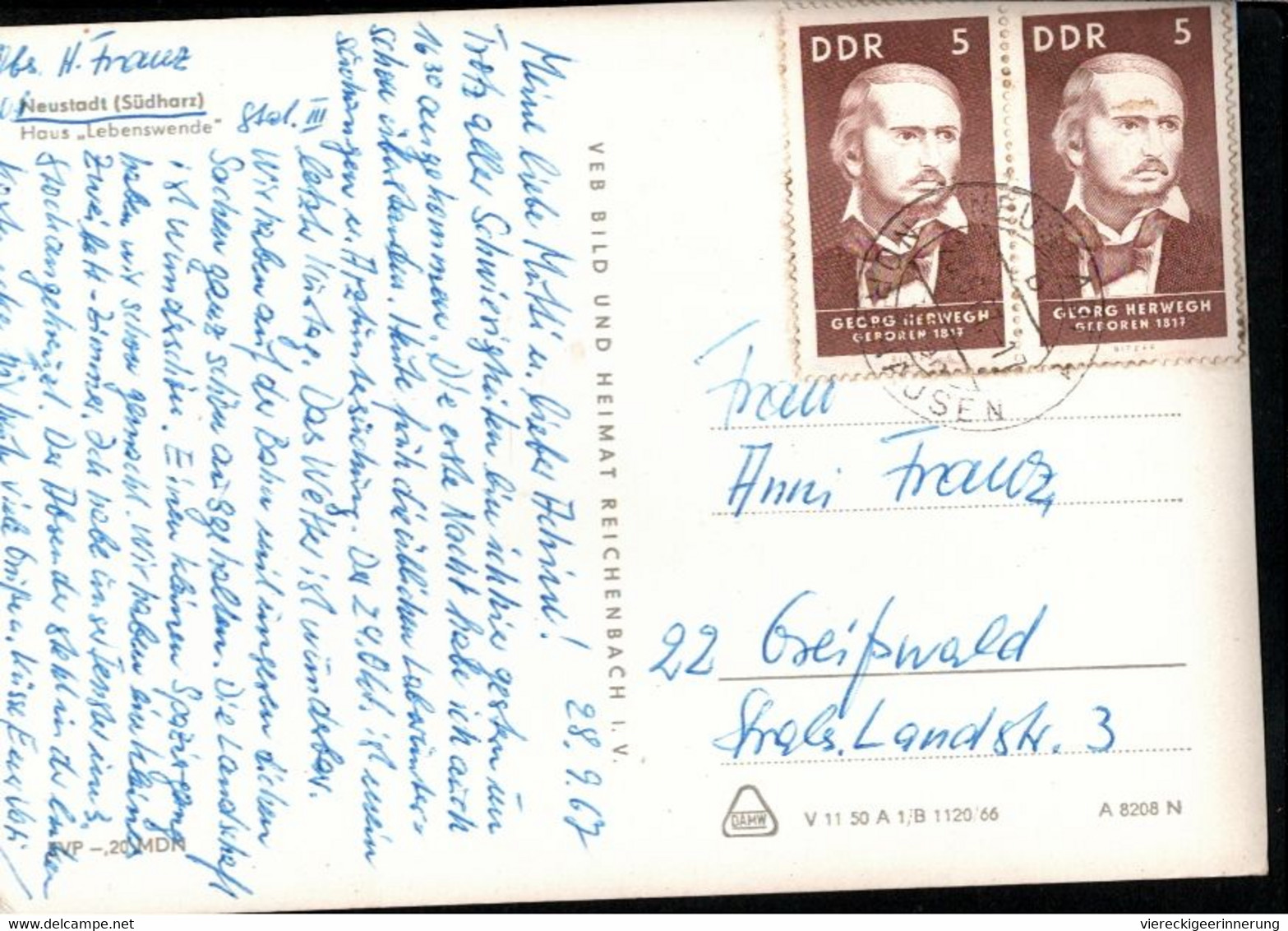 ! Lot Von 7 DDR Ansichtskarten Mit Briefmarken Mehrfachfrankaturen Bedarf, 1960-1971 - Covers & Documents