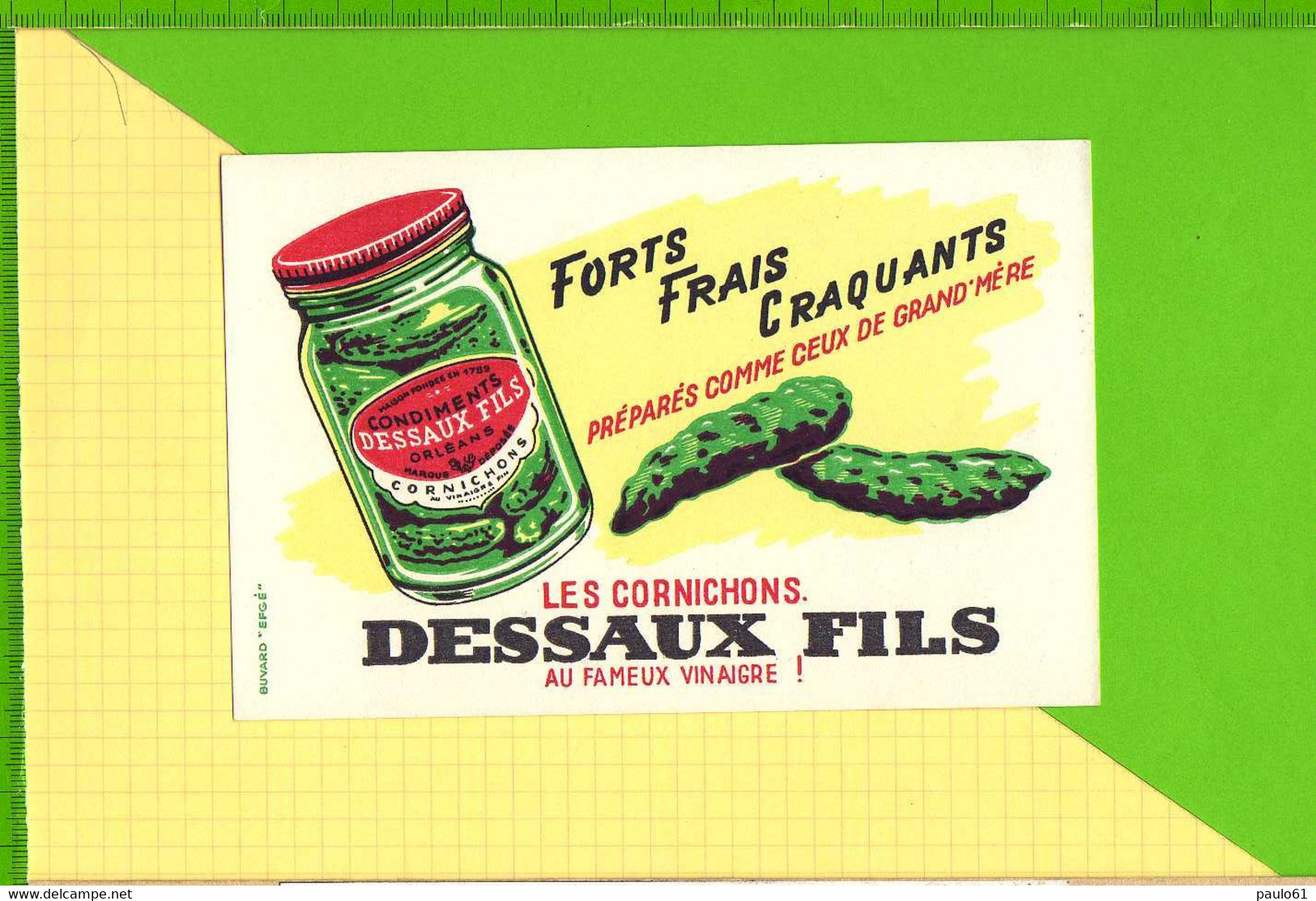 BUVARD & Blotting Paper :  Les Cornichons DESSAUX FILS Forts Frais Craquants - Moutardes