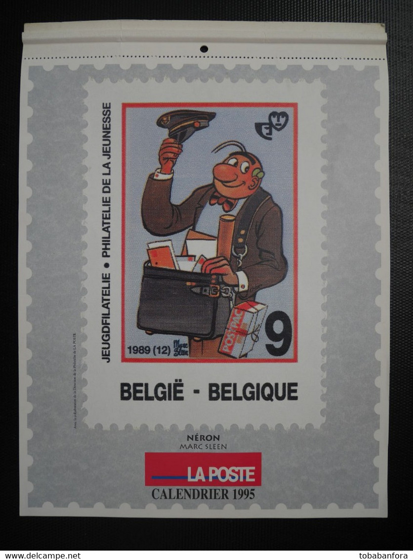 RARE CALENDRIER TINTIN HERGE .LA POSTE BELGIQUE . 1995 . GASTON FRANQUIN . SCHTROUMPF PEYO . BOULE ET BILL ROBA . ... - Andere & Zonder Classificatie