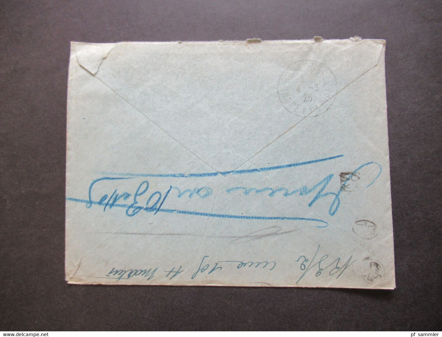 1926 Säerin Retour Beleg Stempel Ra3 Retour A L'Envoyeur 33 Notaire In Bourgueil Nach Paris Rückseitig Vermerke - Cartas & Documentos