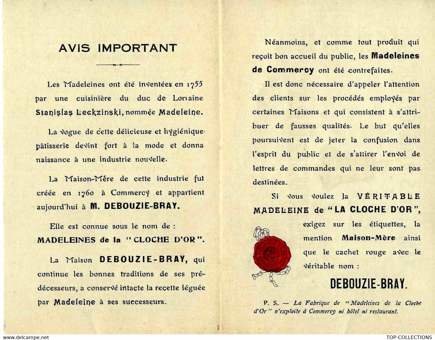 DEBOUZIE BRAY MADELEINES DE LA CLOCHE D OR à COMMERCY Meuse B.E.V.SCANS - Collections