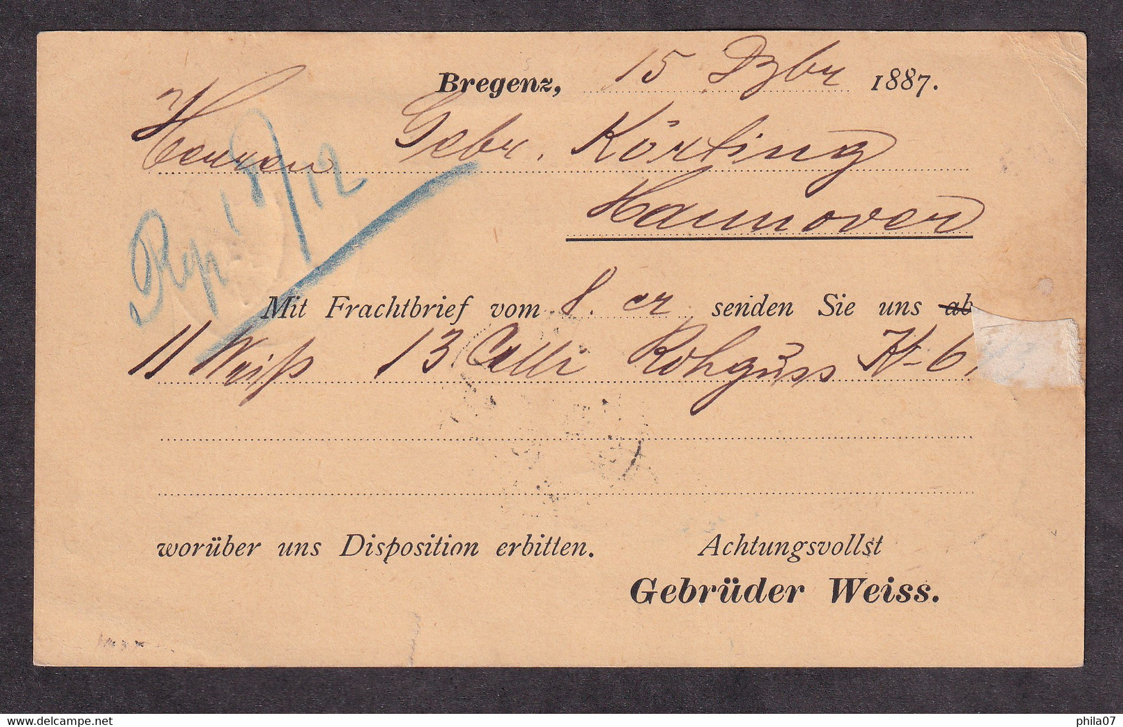 AUSTRIA - Bilingual Stationery, German/Italian Language. Additionally Franked. Sent 1887 To Hannover - 2 Scans - Briefe U. Dokumente