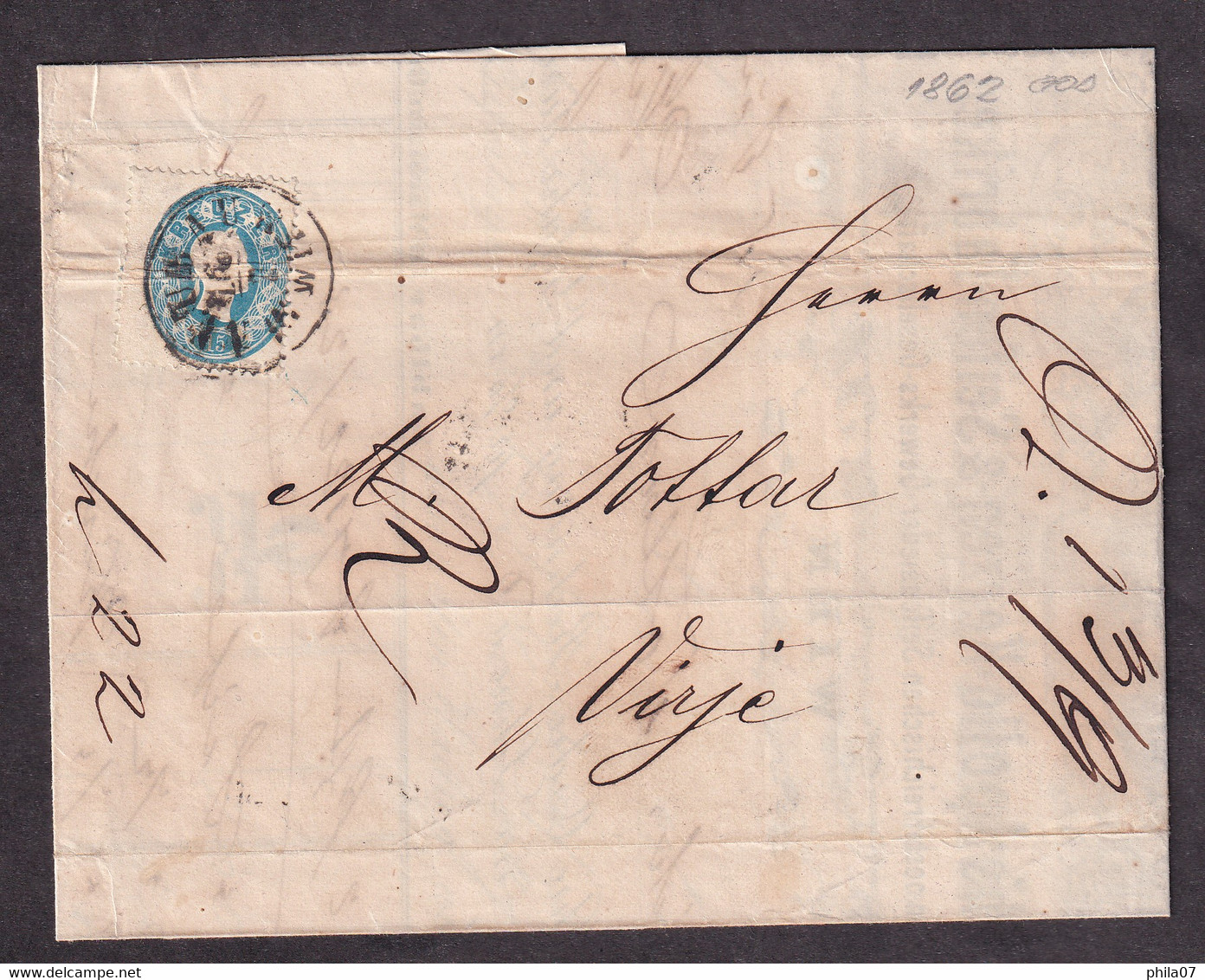 AUSTRIA - Invoice Sent As Letter Sent From Wien To Virje 1862. Interesting Cancels On The Back Of Letter - 3 Scans - Brieven En Documenten