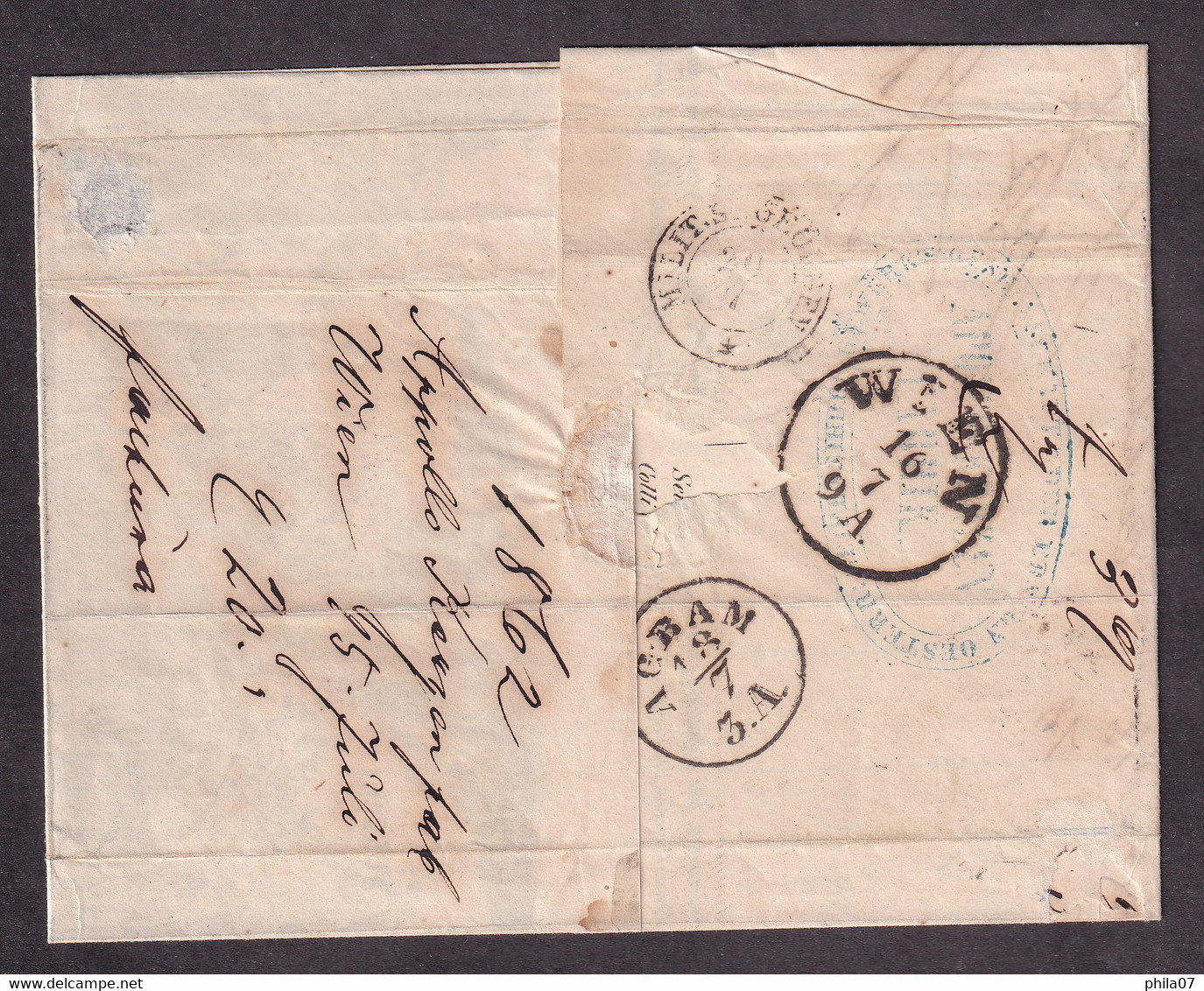 AUSTRIA - Invoice Sent As Letter Sent From Wien To Virje 1862. Interesting Cancels On The Back Of Letter - 3 Scans - Covers & Documents
