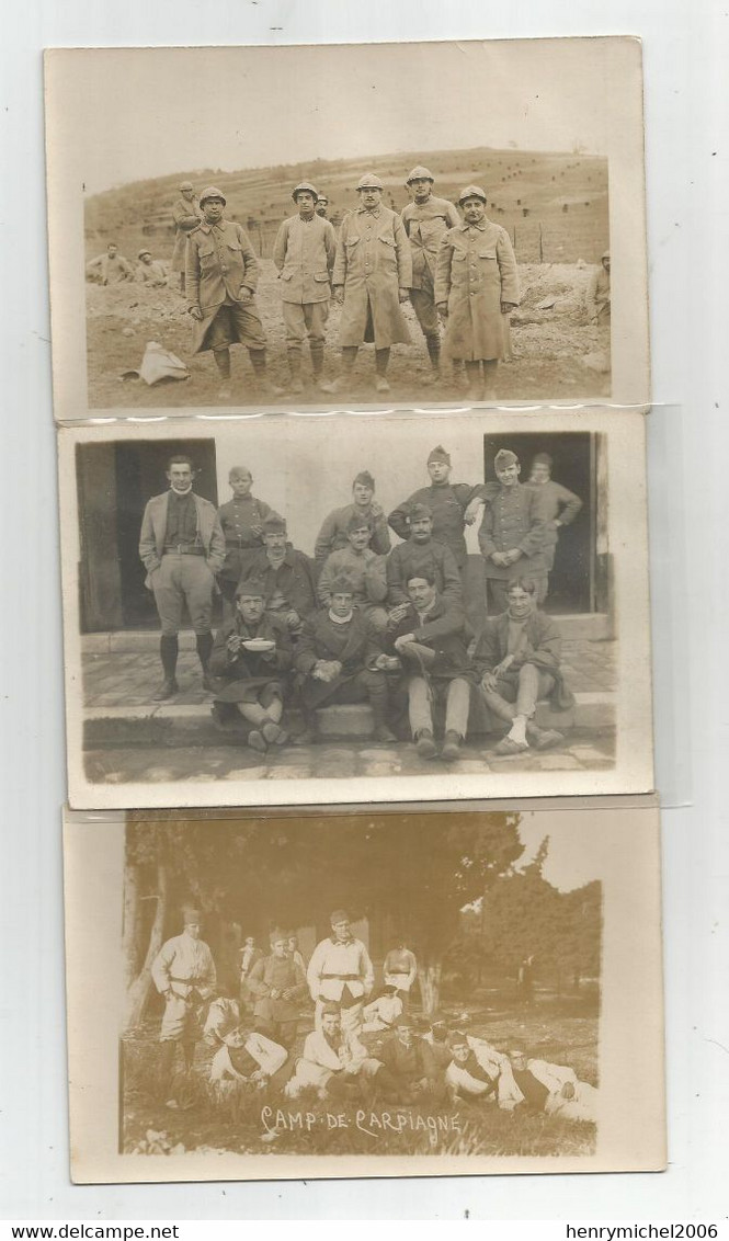 13 - Camp De Carpiagne Lot 3 Cartes Photos Militaria , Carte Photo Non écrite - Other & Unclassified