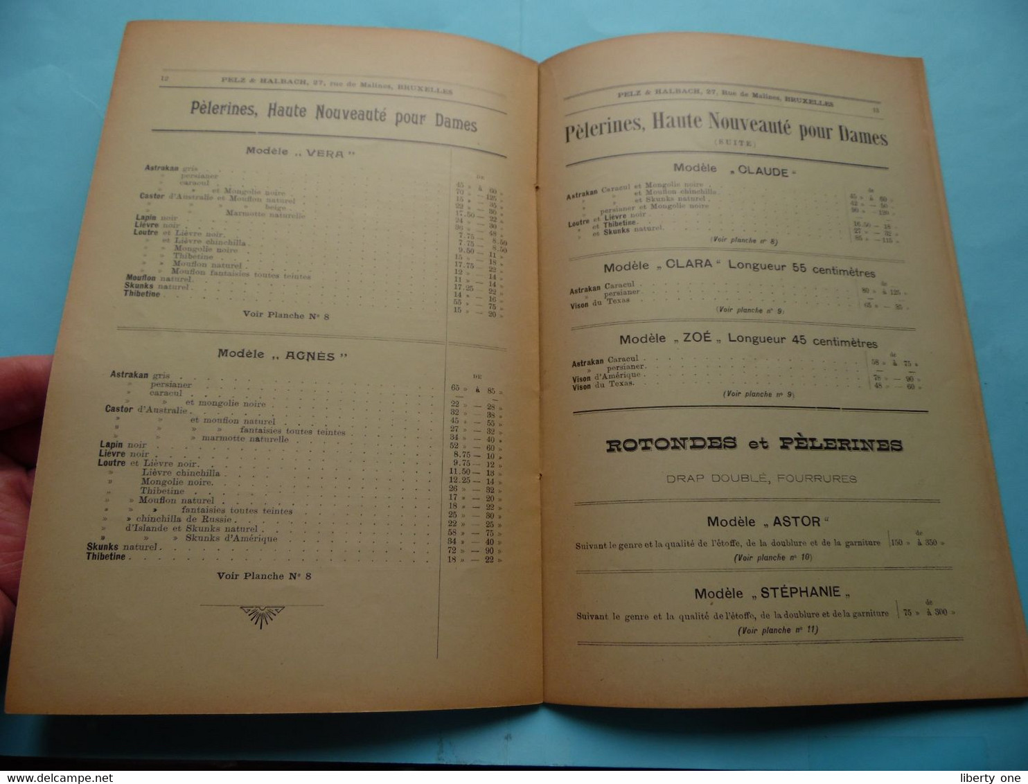 PRIX Courant Fourrures PELZ et HALBACH Rue de Malines à BRUXELLES > HIVER 1899 - 1900 (zie SCANS) Persianer - Astrakan !