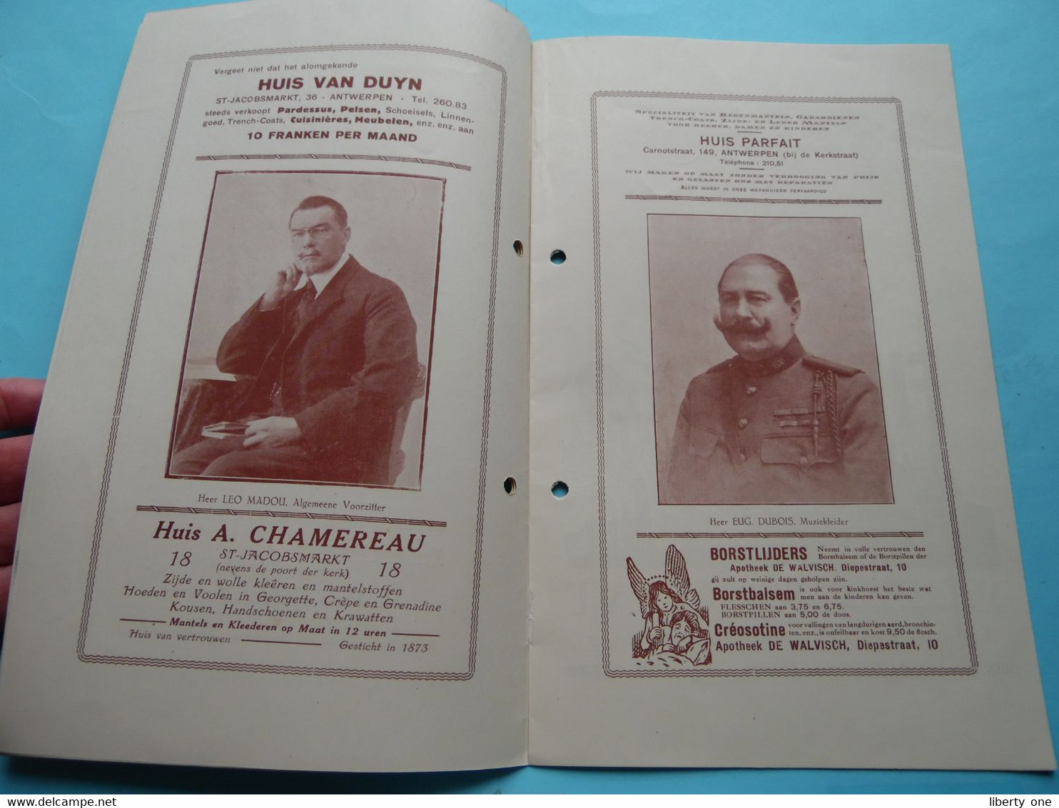 Koninklijke Harmonie " DE VRIJE ANTWERPENAREN " > 21 Nov 1927 LIEFDADIGE GALA > Feestzaal Katholieken Kring ANTWERPEN ! - Programme