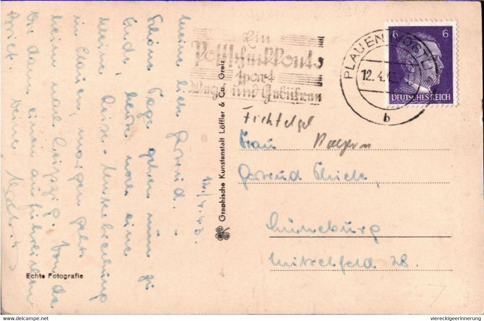 ! Maschinenwerbestempel Deutsches Reich Ein Postscheckkonto Spart..., Plauen, 1943 - Lettres & Documents