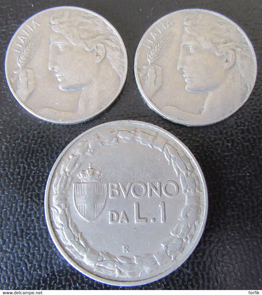 Italie / Italia - 3 Monnaies : 20 Centesimi 1920 / 1921 + 1 Lira 1922 - Verzamelingen