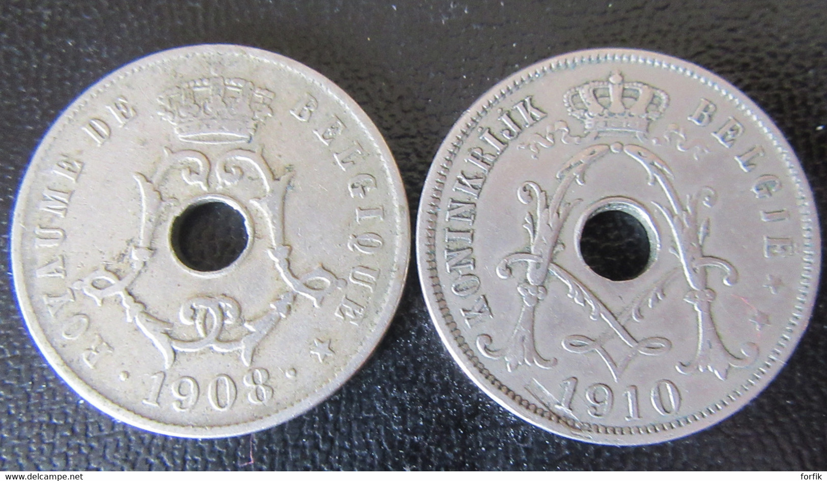 Belgique - 2 Monnaies 25 Centimes 1908 Et 1910 (Légendes FR Et NLD) - 25 Cent