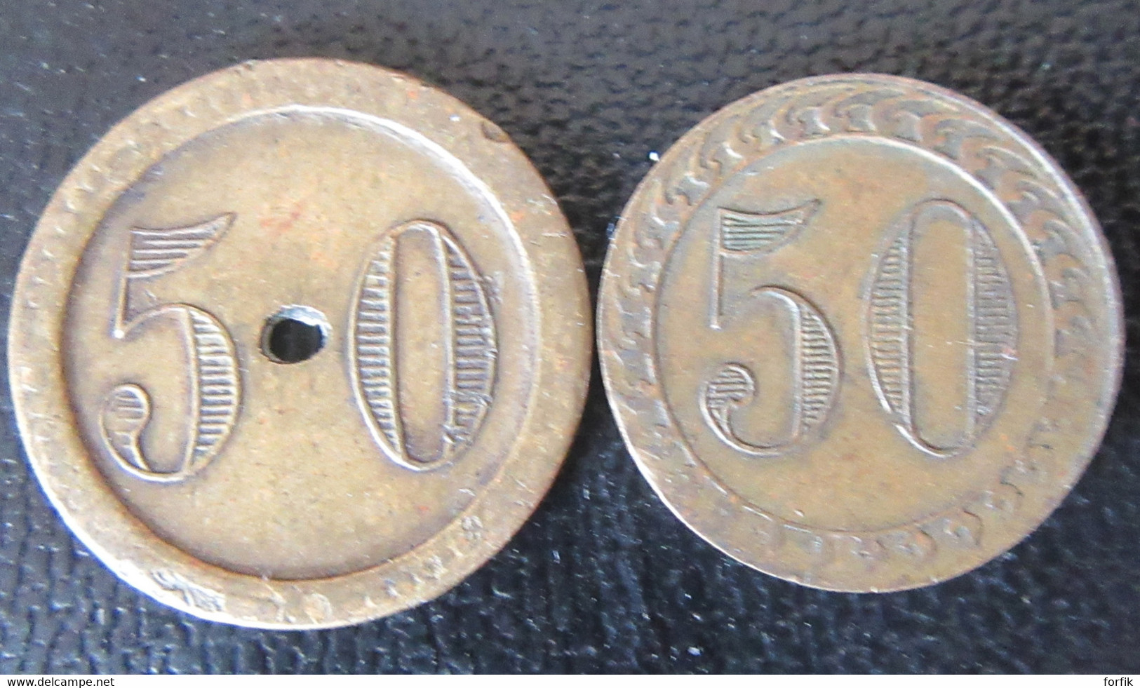 France - 2 Jetons à Consommer 50 Centimes En Laiton - Monétaires / De Nécessité