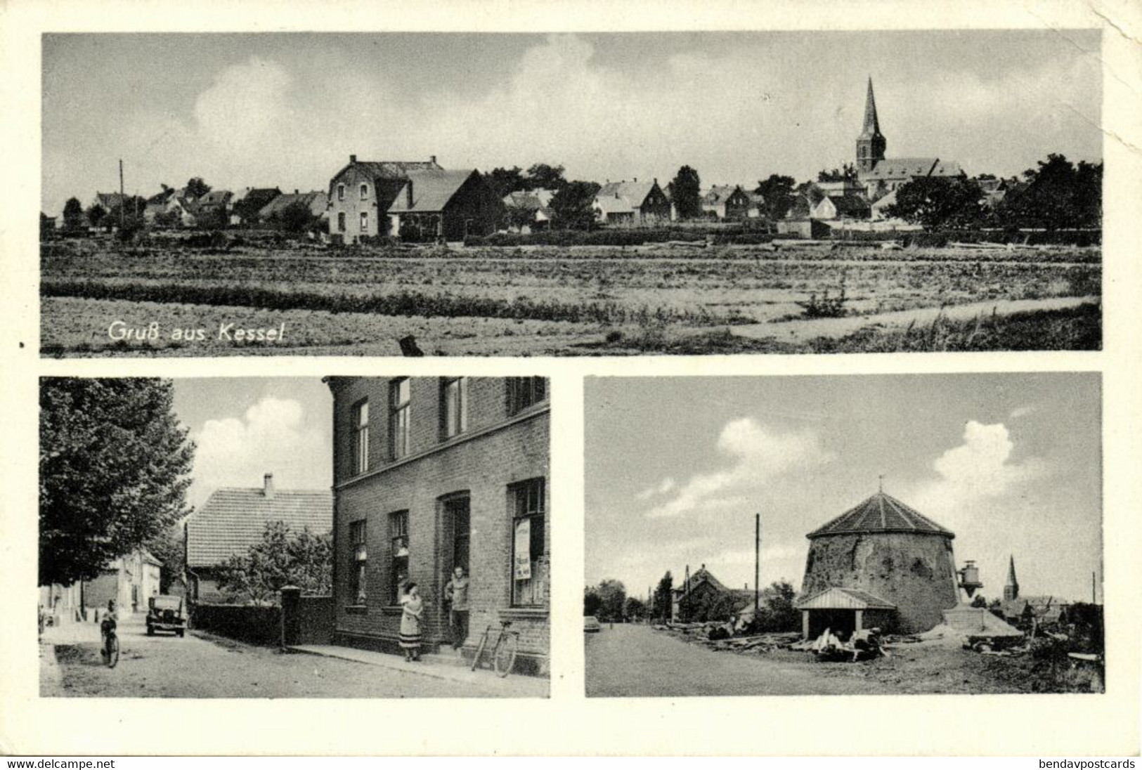 KESSEL, Goch, Panorama, Straßenszene (1956) AK - Goch