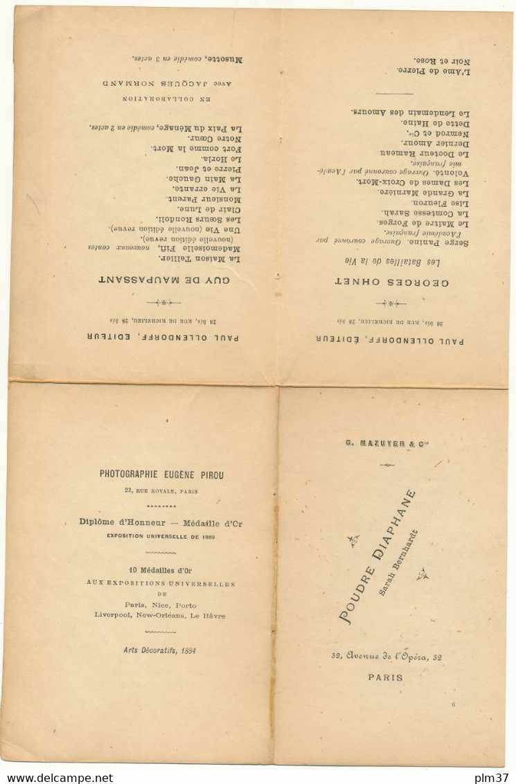 Henri BOUTET - Carton 19°, 15 X 22,5 Cm, Plié En 4 Volets - Publicités Parisiennes Et Dessins - Boutet