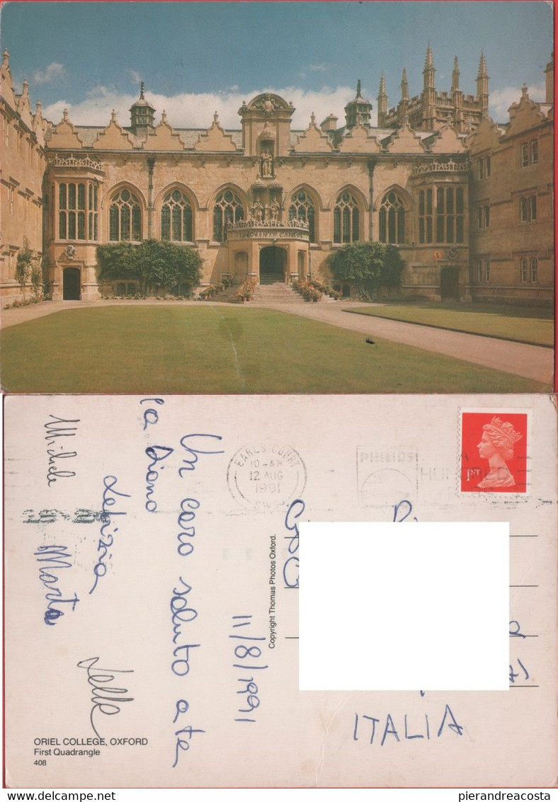 Oriel College Oxford. First Quadrangle. Viaggiata 1991 - Oxford