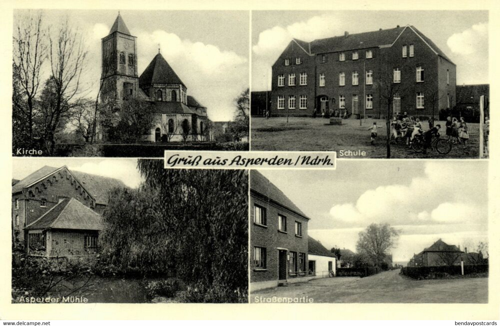 ASPERDEN, Goch, Kirche, Schule, Asperden Mühle, Strassenszene (1960s) AK - Goch