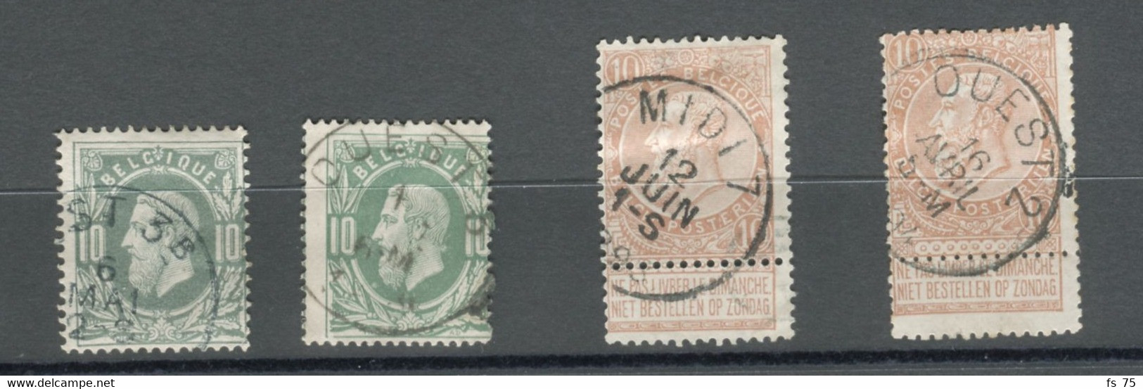 BELGIQUE - LOT DE 4 TIMBRES SIMPLE CERCLE D'AMBULANT - 1869-1883 Leopoldo II