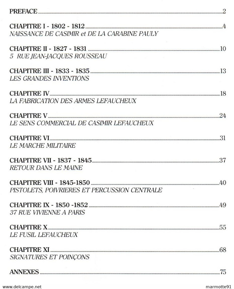 CASIMIR LEFAUCHEUX ARQUEBUSIER 1802 1852 ARME FUSIL PISTOLET  GUIDE COLLECTION - Armes Neutralisées