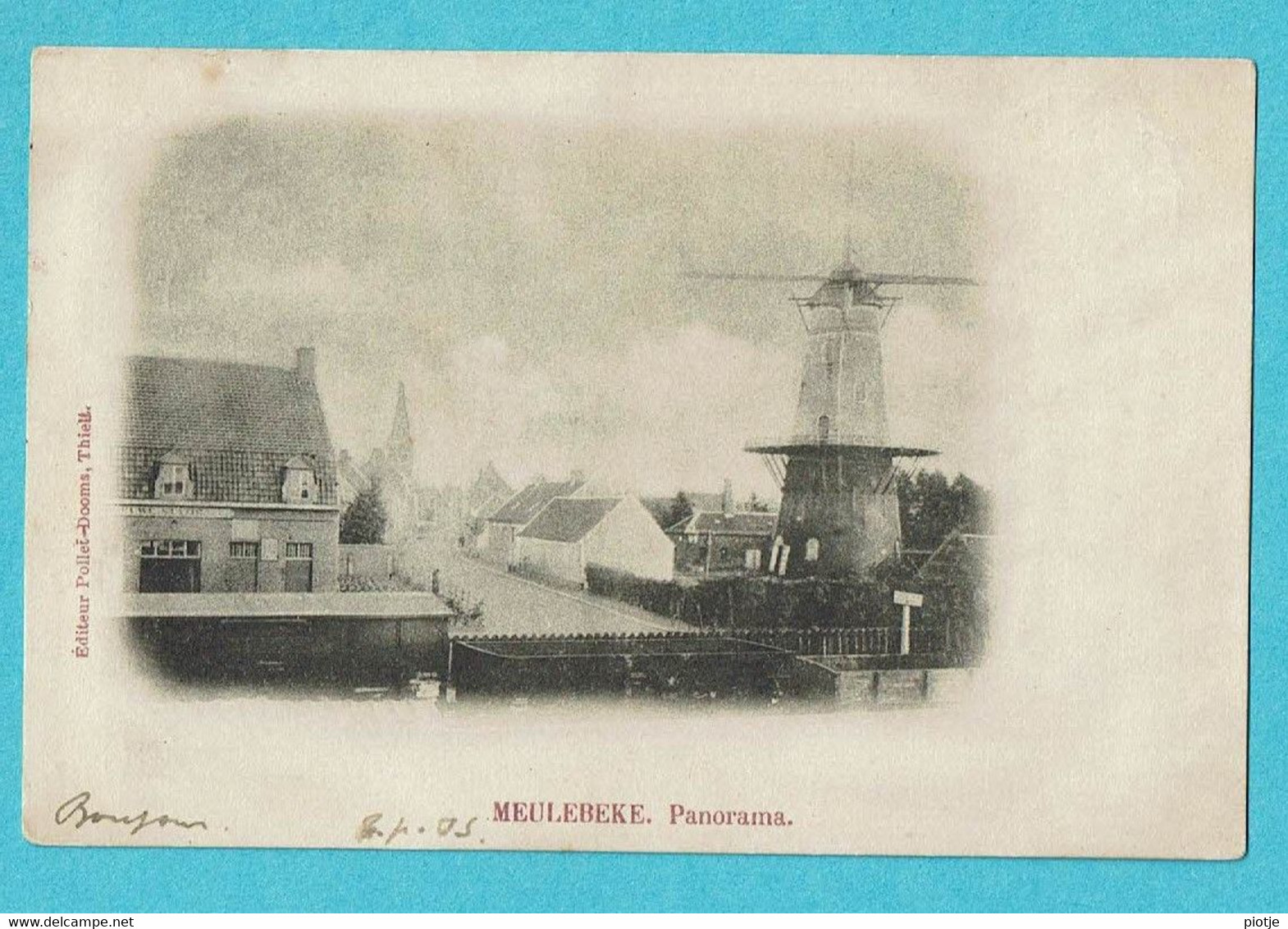 * Meulebeke (West Vlaanderen) * (Editeur Pollet - Dooms Tielt) Panorama, Moulin, Molen, Mill, Train, Gare, Station, TOP - Meulebeke