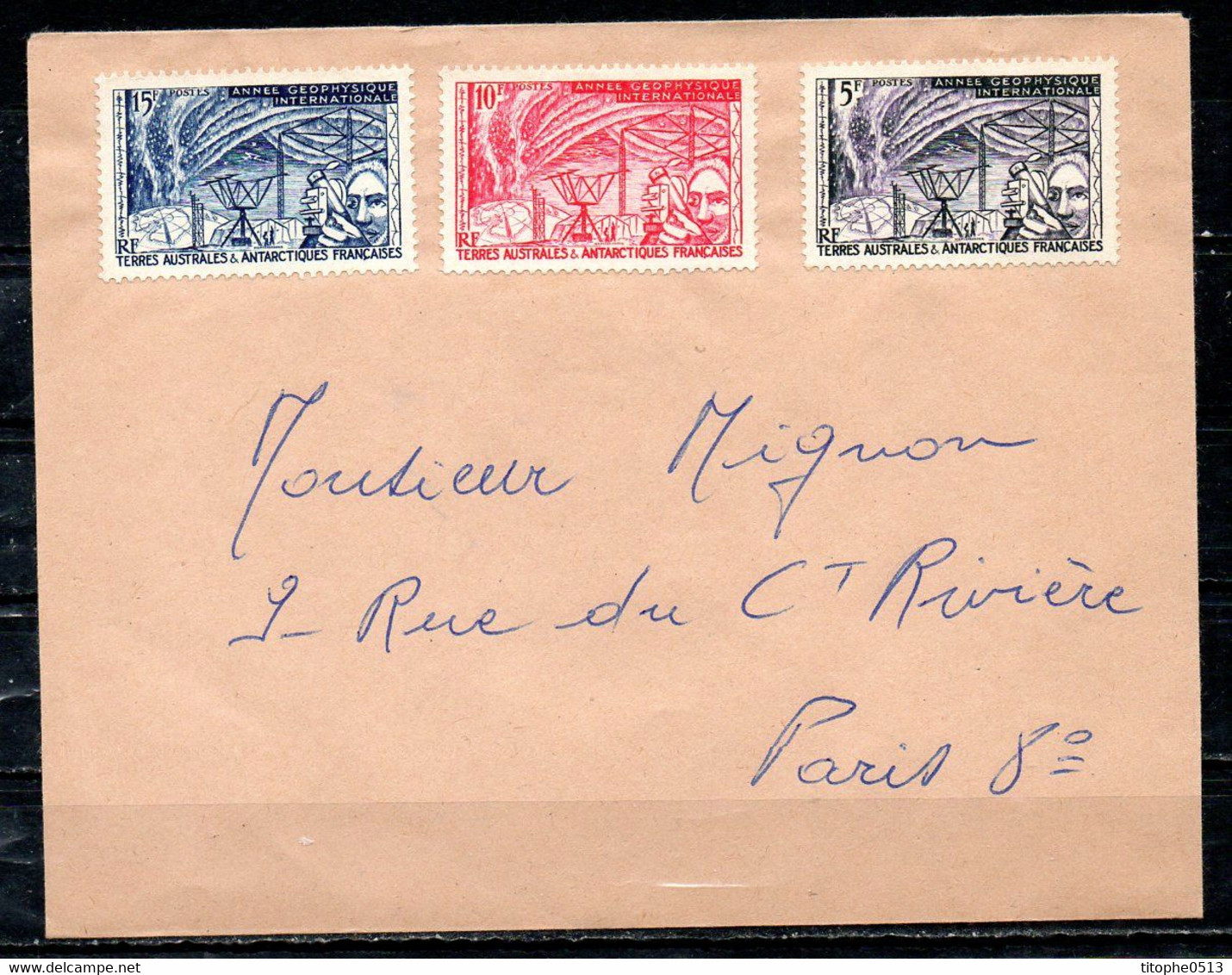 TAAF. N°8-10 De 1957 Sur Enveloppe N'ayant Pas Circulé (not Circulated). Année Géophysique Internationale. - Año Geofísico Internacional