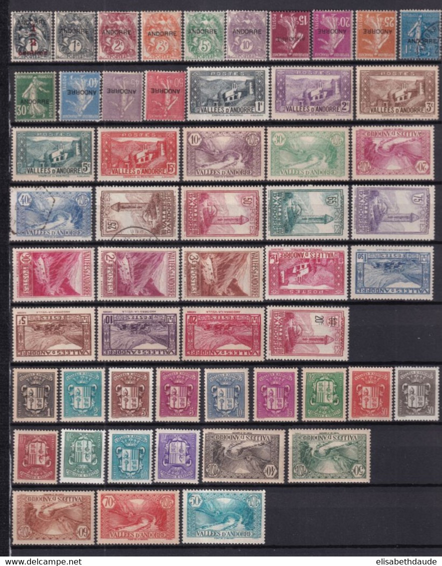 ANDORRE - 1931/62 - BELLE COLLECTION **/*/Ob  MNH/MH/Used - COTE 2022 > 800 EUR. - Colecciones