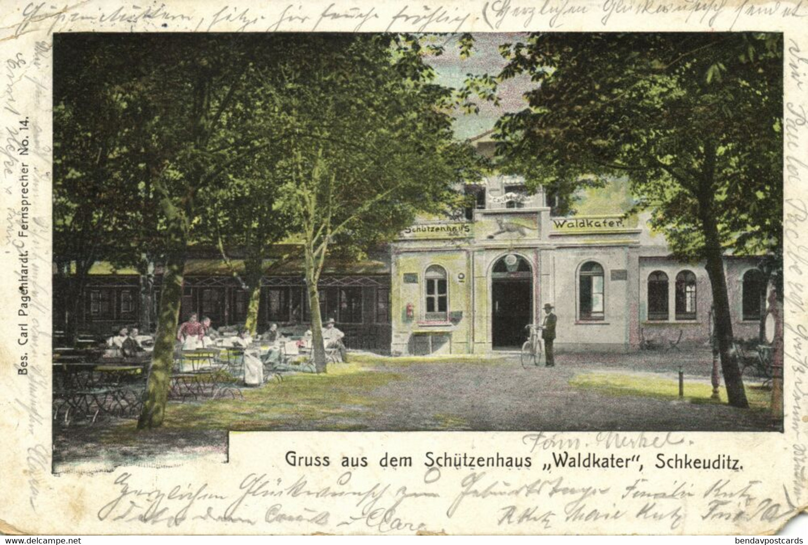 SCHKEUDITZ, Gasthof Schützenhaus Waldkater (1906) AK - Schkeuditz