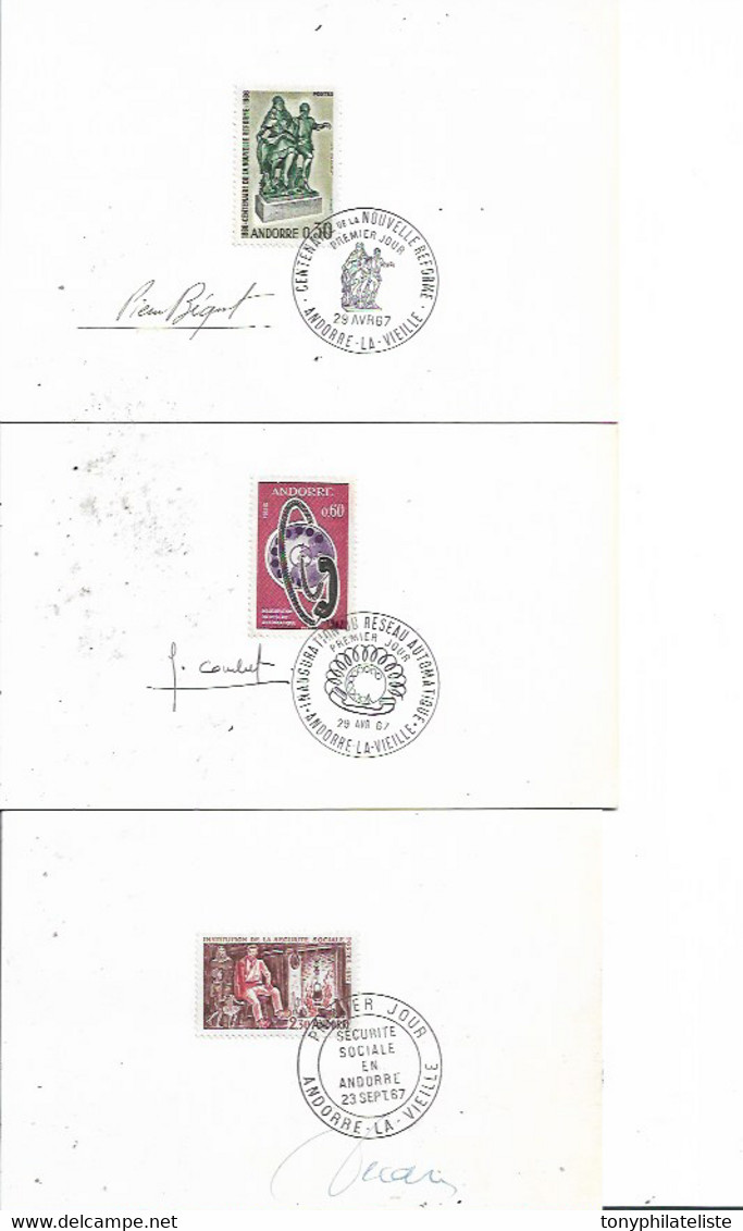 Timbres D'andorre Francais De 1967 En Premier Jour Avec Les N°181 A 183 - Lettres & Documents