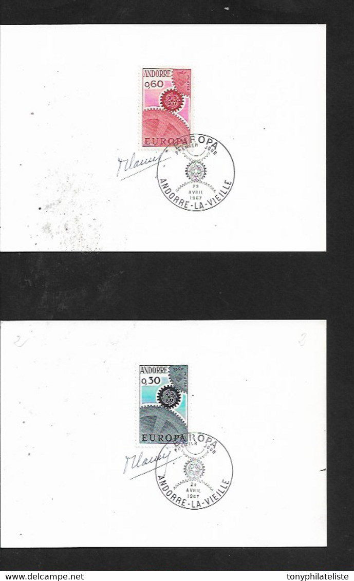 Timbres D'andorre Francais De 1967 En Premier Jour Avec Les Europas  N°179 Et 180 - Covers & Documents