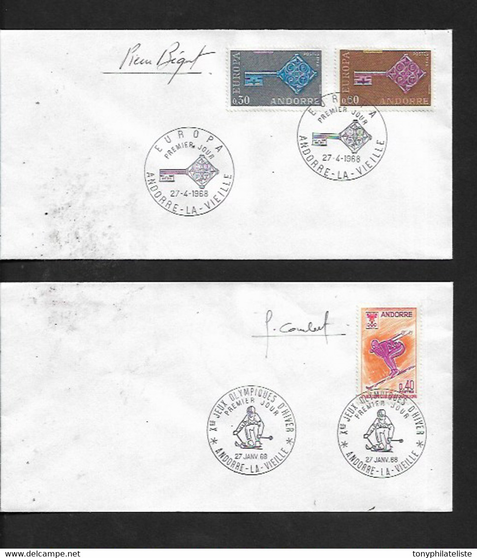 Timbres D'andorre Francais De 1968 En Premier Jour Avec Les N° N°187 A 189 - Covers & Documents