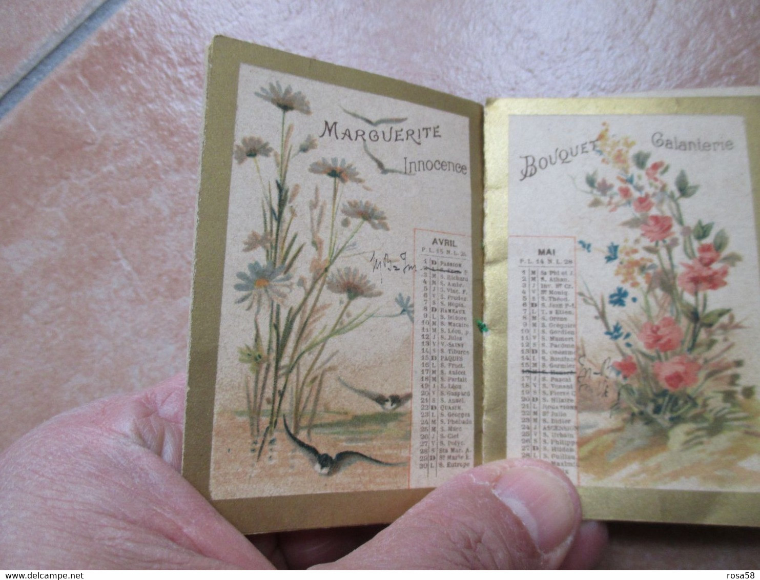 1900 Mini Calendarietto MOTIVI FLOREALI Cornice Dorata Dictionaire Plants Piante Ofiicinali PIANTE FIORI - Small : ...-1900